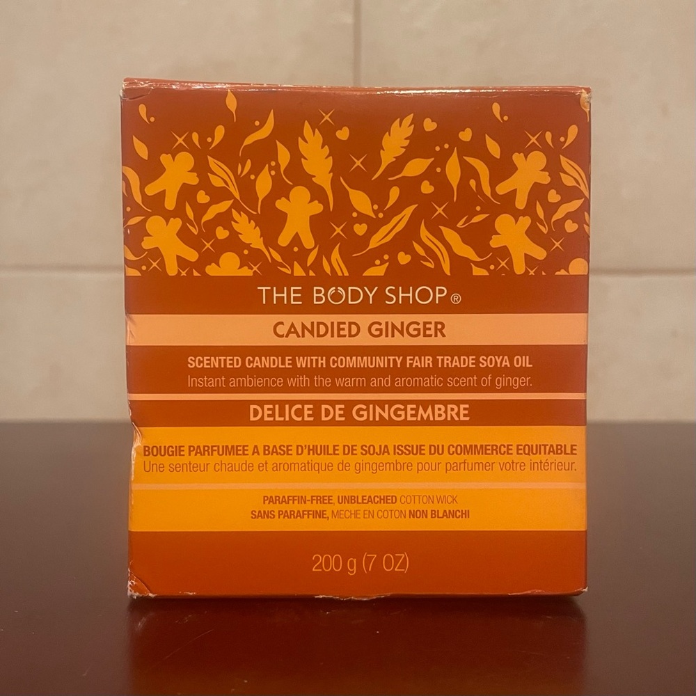 NIB BODY SHOP CANDIED GINGER 7 OZ SCENTED SOY CANDLE Holiday New Old Stock - Picture 2 of 9